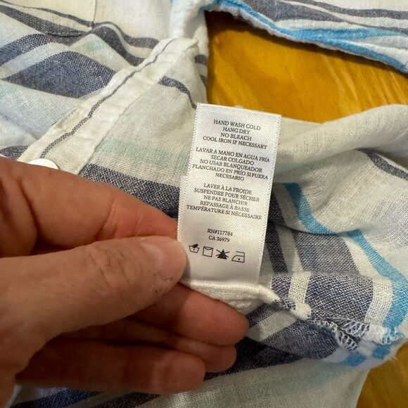Rails Finley Shirt Mixed Agean Blue Stripe Linen Blend Women’s SIZE SMALL - Picture 13 of 14